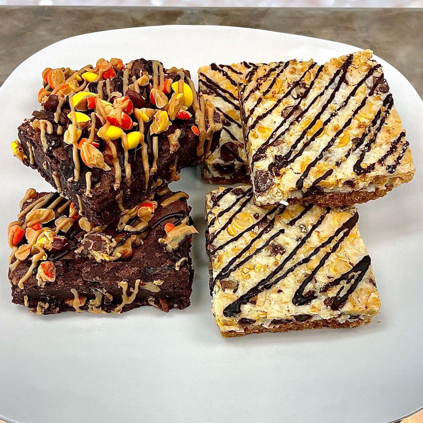 brownies and blondies with candy toppings