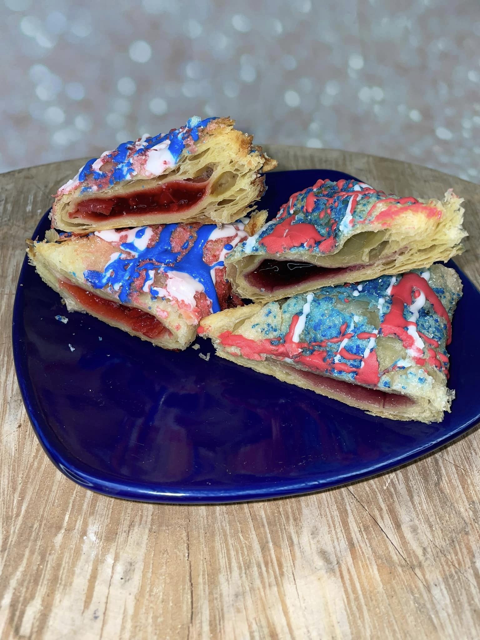 red white and blue cherry pastries