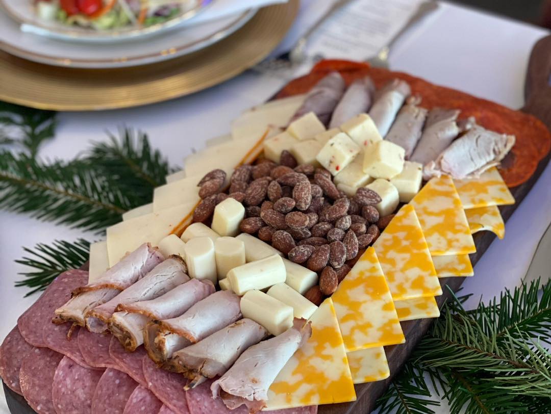 meat, cheese, and nut tray