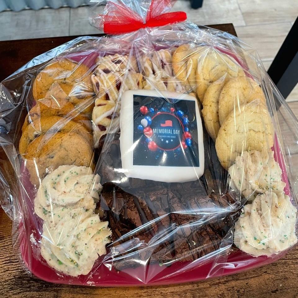 patriotic assorted cookies on tray