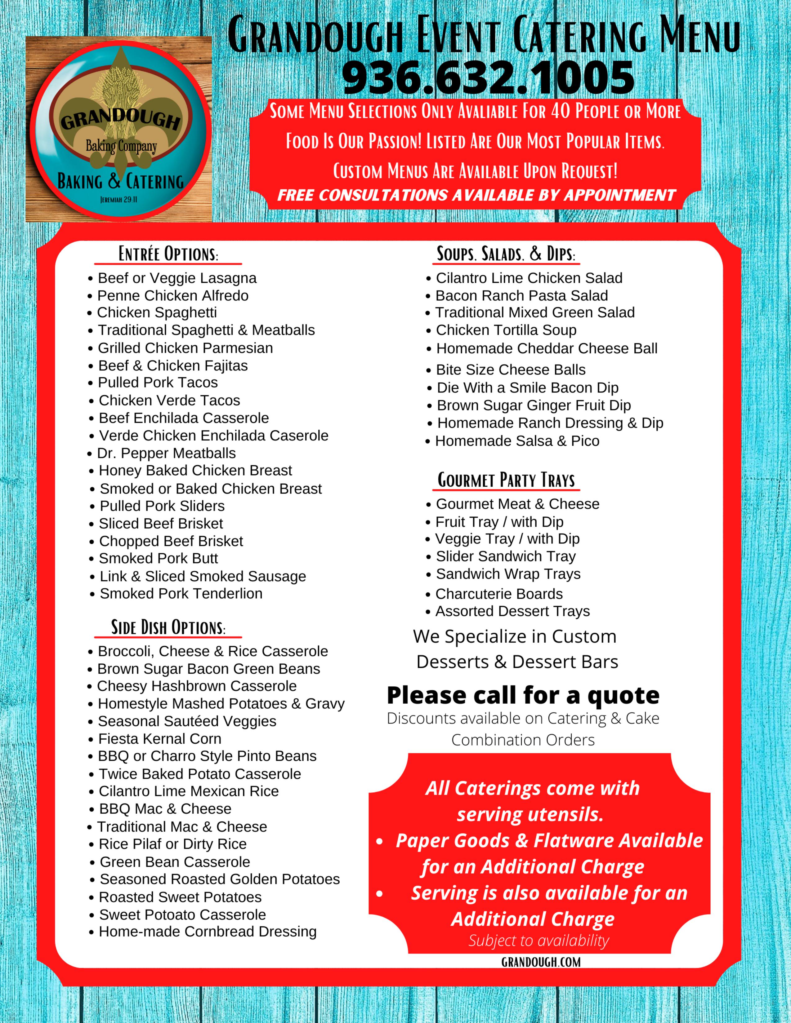 0003 Grandough Baking Co event catering menu
